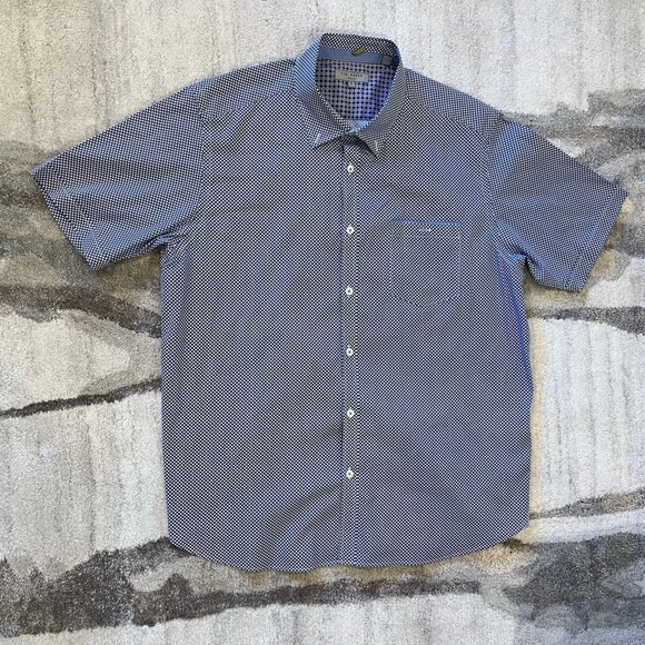 Ted Baker Other - Ted Baker - Blue Print Short Sleeve Button Up Shirt